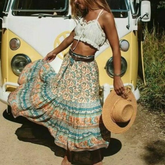 Shop Fig Dresses & Skirts - New Bohemian Floral Midi Maxi Festival Skirt